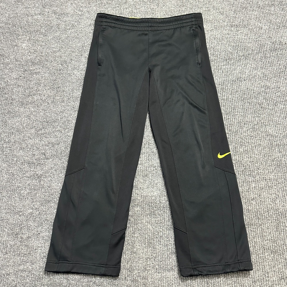 Nike Logo Mens Pants Small Black Pull On Stretch Activewear Mid Rise